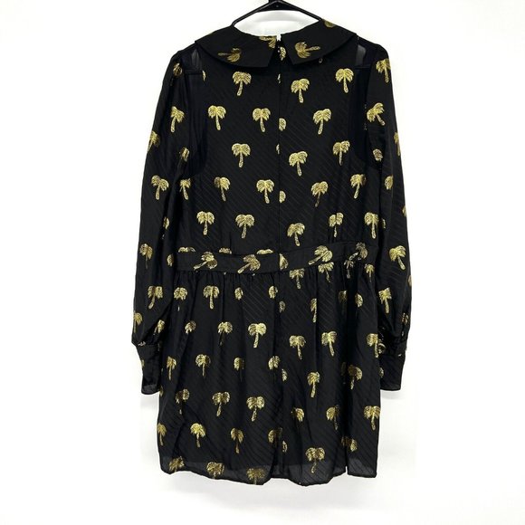 Coach Dress Page Boy Silk Blend Black Palm Tree Long Sleeve Mini NWT - Picture 11 of 12